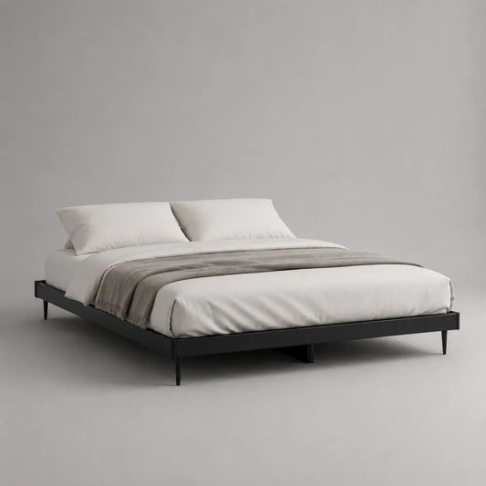Bettgestell 160 x 200 cm aus pulverbeschichtetem Stahl, Schwarz, ohne Kopfteil